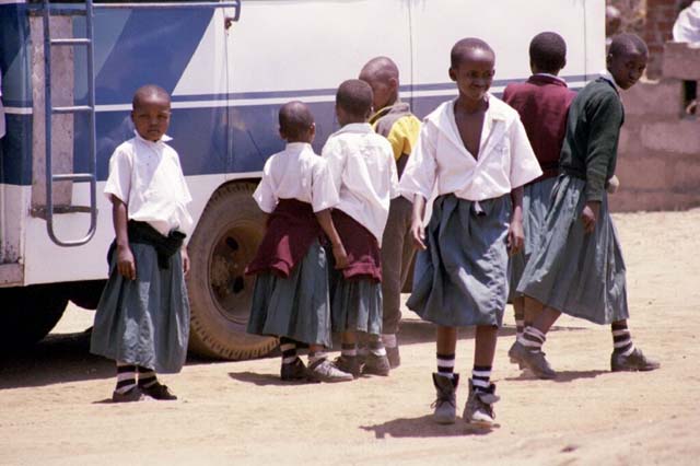 School kids on an outing at Lake Manyara