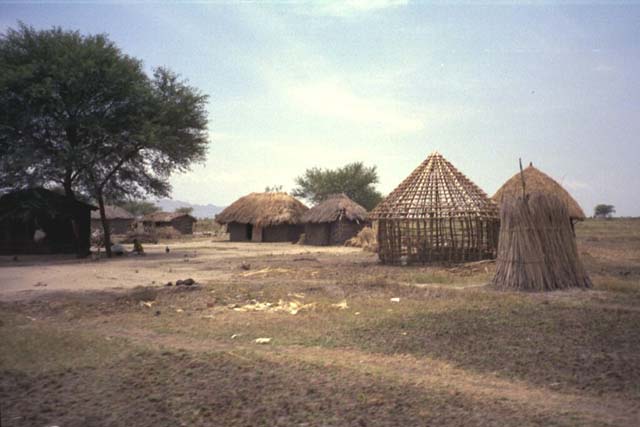 Farm huts near a fishing village