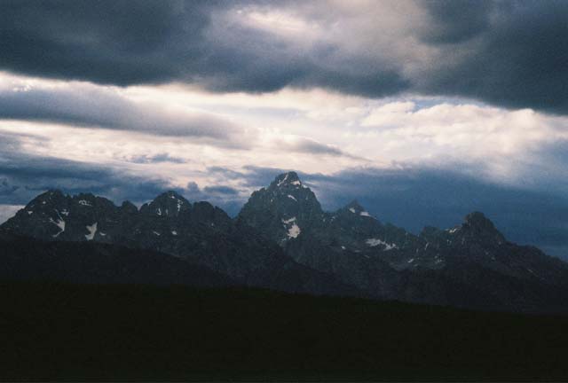 The Tetons at dusk