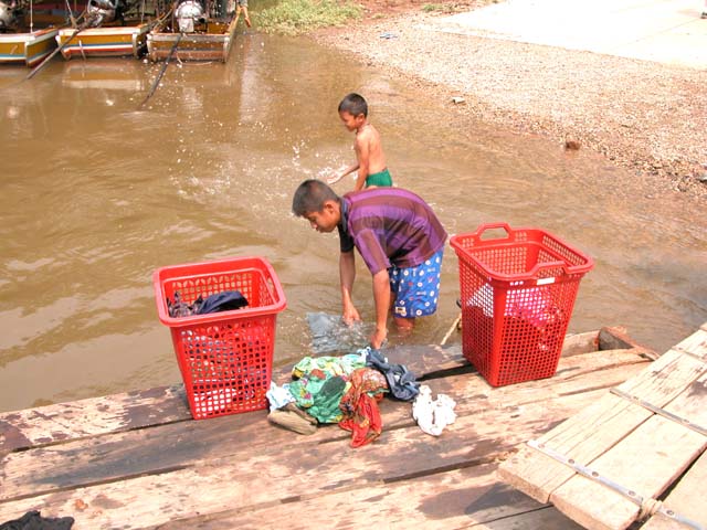 Kids washing clothes